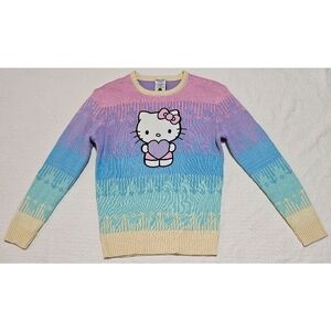 BoxLunch Hello Kitty Rainbow Pastel Drip Heart Sweater by Sanrio